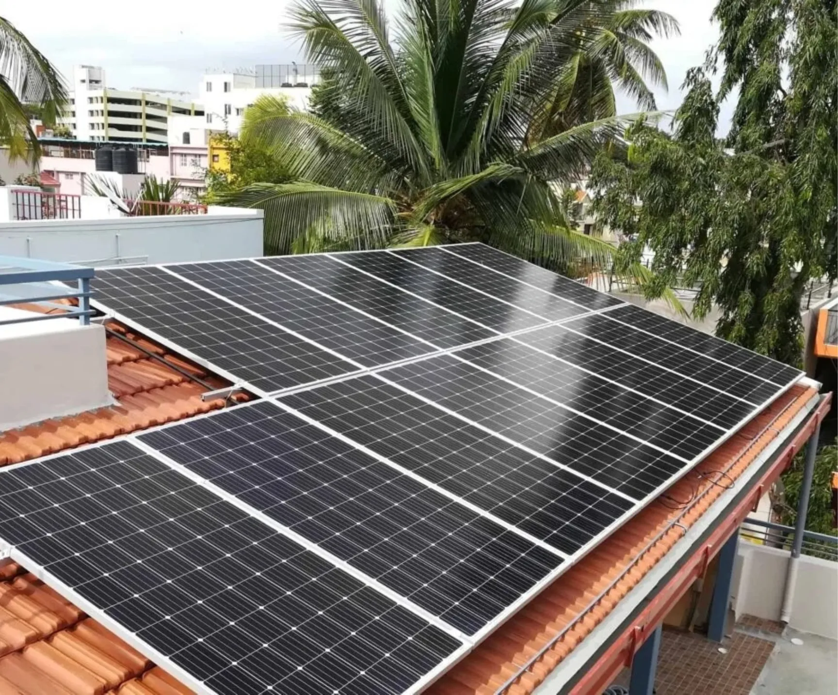 Sloping sheet roof solar structure